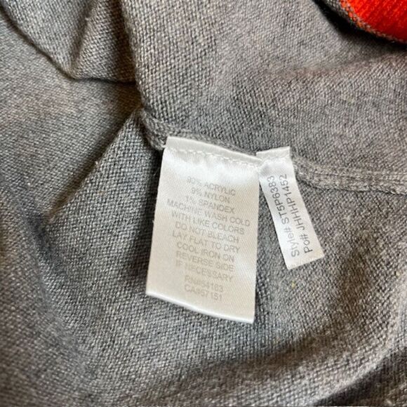 Jessica H Sweater Midi Dress Striped Gray, Khaki, Orange Petite Size L - Picture 5 of 9